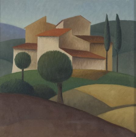 ROBERTO MASI (Firenze 1940- 2011) Paesaggio toscano Olio su tela, cm. 30 x 30...