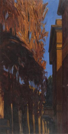 BERNARDO SICILIANO (Roma 1969) I platani di Viale Parioli, 1990 Olio su tela,...