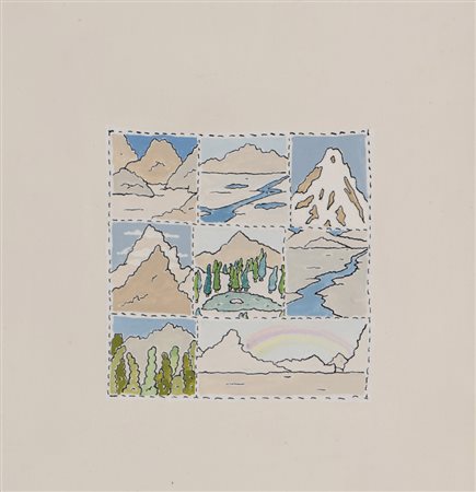 PABLO ECHAURREN (Roma 1951) Alla ricerca del rinoceronte lanoso, 1977 Tecnica...