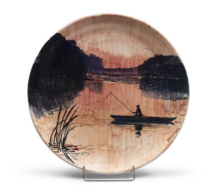 CERAMISTA EUROPEO XX SECOLO Pescatore Ceramica policroma smaltata Misure Ø...