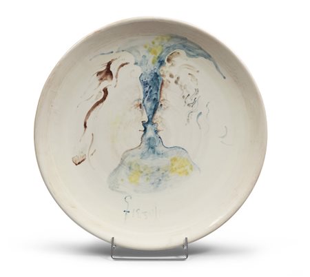 GIANNETTO FIESCHI (Zogno 1921-2001) Volti Ceramica policroma smaltata e...