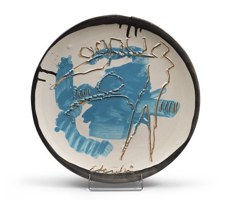 SANDRO CHERCHI (Genova 1911 - Torino 1998) Figura e paesaggio Ceramica...