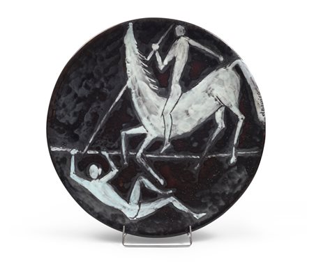 STEFANO D'AMICO (Milazzo 1925 - Genova 2003) Guerrieri Ceramica policroma...