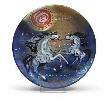 ELISEO SALINO (Albissola Marina 1919 - 1999) Cavalli, 1996 Ceramica policroma...