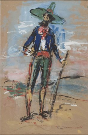 ARTISTA EUROPEO XX SECOLO Il messicano Tecnica mista su carta, cm. 49 x 31,5