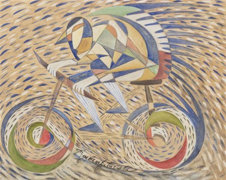 Agibeci Futurista (ROMA 1898 1991) Dinamismo + velocità ciclista futurista,...