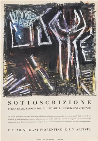 Vinicio Berti (Firenze 1921 1991) Sulla torre (ricordo), 1957, Tempera di cm....