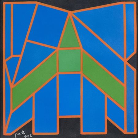 Achille Perilli (Roma 1927) Zunne, 2012, Tecnica mista su tavola, cm. 30x30...