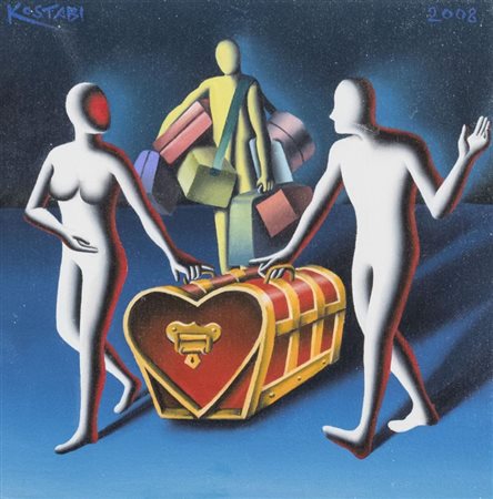 Mark Kostabi (Los Angeles 1960) Emotional baggage, 2008, Olio su tela, cm....