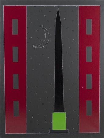 Franco Angeli (Roma 1935 1988) Piazza del popolo, Smalti su tela, cm. 130x100...