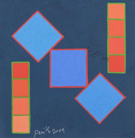 Achille Perilli (Roma 1927) Arte, 2009, Tecnica mista su tavola, cm. 20x20...