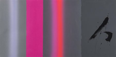 Ennio Finzi (Venezia 1931) Partitura Atonale, 2002, Olio su tela, cm. 50x100...