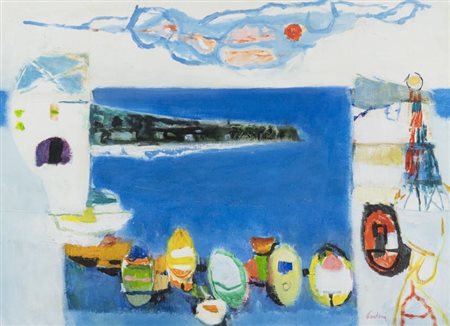 Enrico Paulucci (Genova 1901 Torino 1999) Veduta, 1970, Olio su tela, cm....