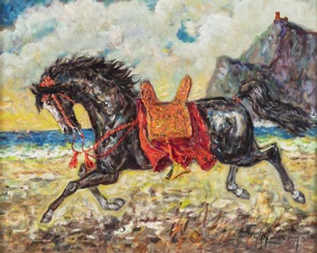 Giovan Franceso Gonzaga (Milano 1921 Milano 2007) Corsiero Berbero in fuga,...