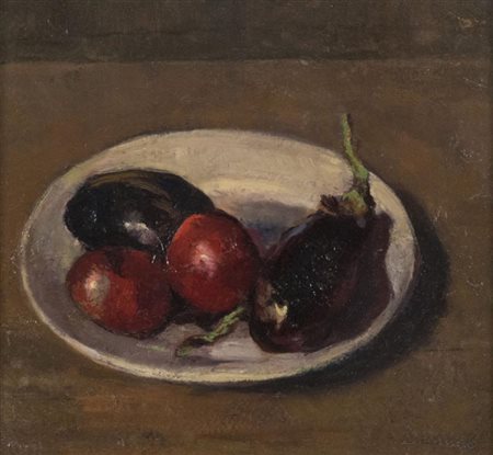 Ludovico Tommasi (Livorno 1866 Firenze 1941) Verdure in una scodella, Olio su...