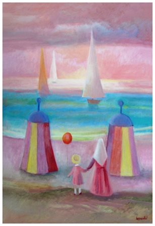 PIERO BERNARDINI Pisa 1922 – Pisa 2012 Marina 1980 Olio su tela 70 x 50....