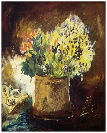 PAOLO LAPI Pisa 1935 – Pisa 2016 Fiori Olio su tela 50 x 40. Firma in b. a...