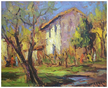 PIERO SEMERARO Trieste 1914 – Pisa 1998 Campagna 1981 Olio su faesite 25 x...