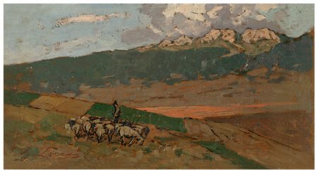 GIOVANNI LOMI Ardenza 1889 – 1969 Rivisondoli 1930 ca. Olio su tavola 17,5 x...