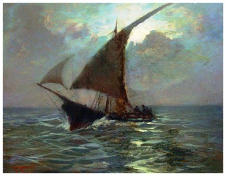 RENUCCIO RENUCCI Livorno 1880 – Livorno 1947 Senza titolo Olio su tavola 47,5...