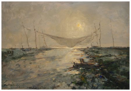 FERRUCCIO RONTINI Firenze 1893 – Livorno 1964 Reti, Calambrone – Livorno Olio...