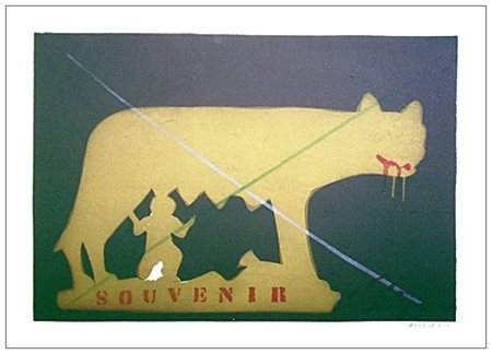 FRANCO ANGELI Roma 1935 – Roma 1988 Souvenir 1969 Litografia a colori...