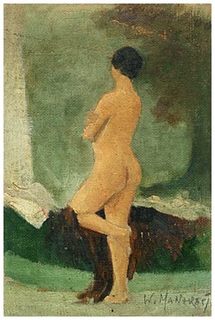 UGO MANARESI Ravenna 1851 – Livorno 1917 Senza titolo Olio su tela 17,3 x...