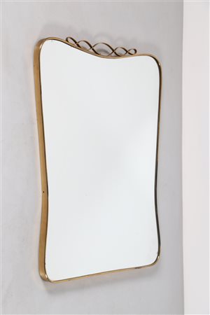 FONTANA LUIGI Attrib. Specchio da parete con cornice in ottone, anni 40. -....