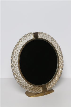 SCARPA CARLO (1906 - 1978) Specchio da tavolo con cornice in cristallo...