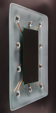 MANIFATTURA ITALIANA Specchio in vetro satinato cristallo scalpellato e...