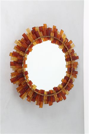 LONGOBARD Specchiera da parete retroilluminata in ferro forgiato e tessere di...