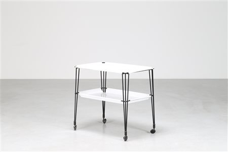 BORSANI OSVALDO (1911 - 1985) Raro carrello portavivande in metallo laccato e...