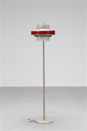 MANIFATTURA ITALIANA Lampada da terra, con base in marmo in metallo cromato...