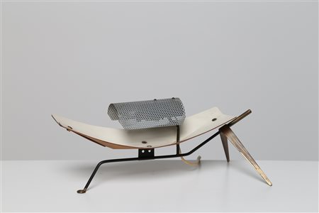 COLLIVA GASTONE Lampada da tavolo in ottone, metallo e legno laccato,...