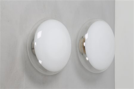 NASON & MAZZEGA Coppia lampade da parete e/o soffito in vetro, anni 70. -. Cm...