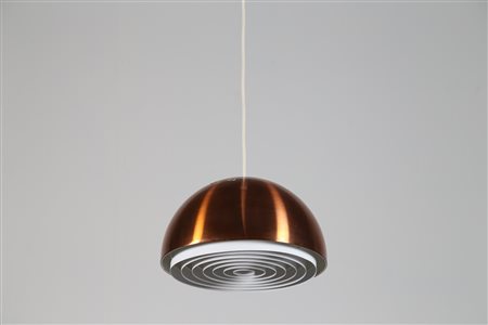 VILHELM WOHLERT e JORGEN BO Lampada a sospensione in rame spazzolato e...