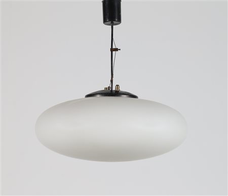 STILNOVO Lampada a sospensione in metallo laccato ottone e vetro satinato,...