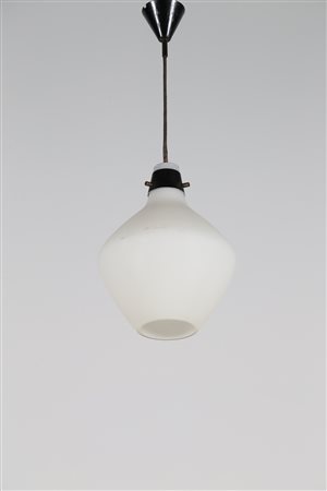 STILNOVO Coppia di lampade a sospensione in metallo laccato ottone e vetro...