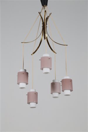 STILNOVO Lampada a sospensione con struttura in ottone lucido e diffusore in...