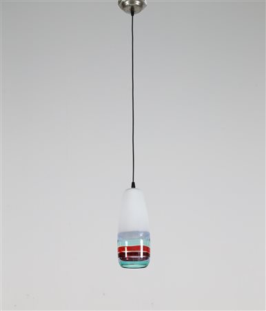 VIGNELLI MASSIMO (n. 1931) Lampada a sospensione in vetro di Murano prod....