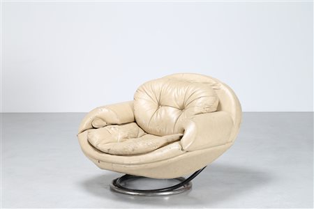 MANIFATTURA ITALIANA Grande poltrona relax in metallo cromato e sky...