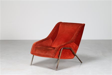 MANIFATTURA ITALIANA Poltrona in tessuto e metallo, anni 50. -. Cm 76,00 x...