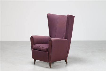 BUFFA PAOLO (1903 - 1970) Poltrona in legno e tessuto, anni 50. -. Cm 75,00 x...