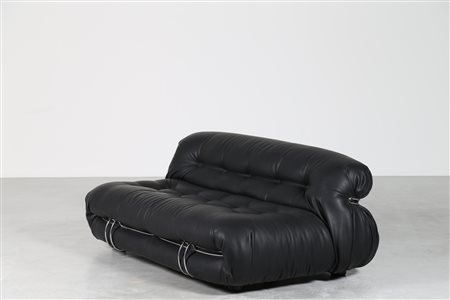 SCARPA AFRA & TOBIA Divano in acciaio cromato plastica e sky, mod. Soriana...