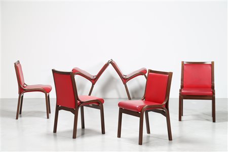 VITTORIO GREGOTTI, LODOVICO MENEGHETTI, GIOTTO STOPPINO Sei sedie in legno di...