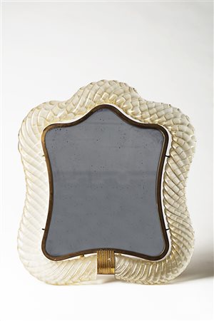 Barovier & Toso Specchiera con cornice a torciglione in vetro incolore con...