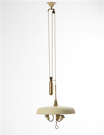 Lampada a saliscendi in ottone con calotta in alluminio verniciato color...