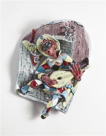 Otello Rosa ( 1920 ) "Maschere a Venezia. Composizione n. 5". Applique in...