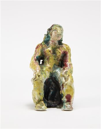 Piero Gauli (Milano 1916 - 2012) "Nudo di donna seduta", scultura in ceramica...