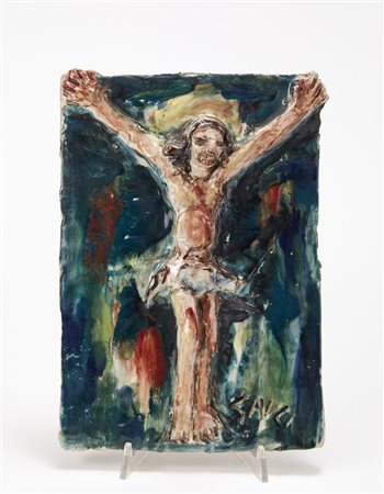 Piero Gauli (Milano 1916 - 2012) "Crocifissione", Roma 1957. Formella in...